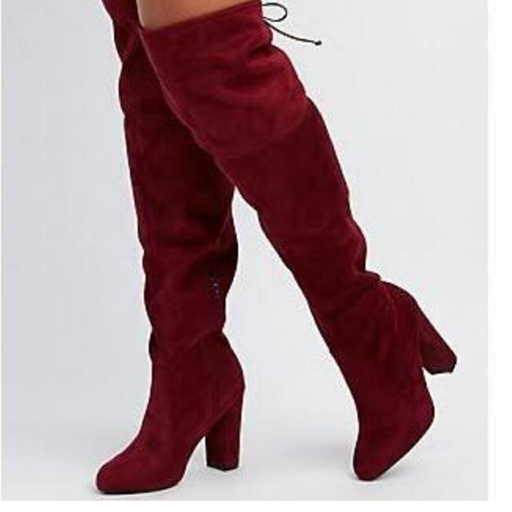 Burgundy over the knee boot (worn once)